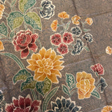 (Hand stamped Batik) Stalks of Flowers with Butterflies Mocha