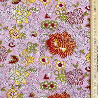 80cm - Block Print Floral on Pink Background