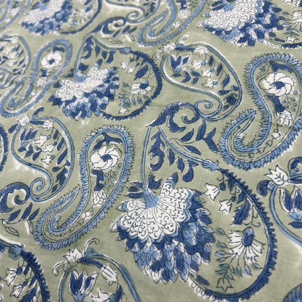 Block Print Porcelain Paisley on Rustic Grey Background