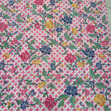 (Hand stamped Batik) Flowers with Pink Kawung Motif