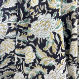 Block Print Gold Painted Flowers Black Background