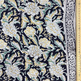 Block Print Gold Painted Flowers Black Background