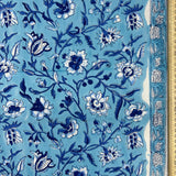 Block Print Carnations in Blue