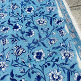 Block Print Carnations in Blue