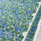 Block Print Lantern Flowers Mint Background