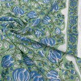 Block Print Lantern Flowers Mint Background