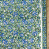 Block Print Lantern Flowers Mint Background