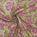 Block Print Fuchsia Flowers Sand Background