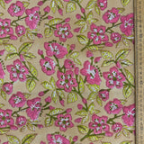 Block Print Fuchsia Flowers Sand Background