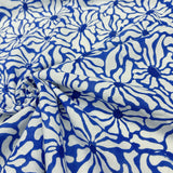 Block Print White and Royal Blue Flowers