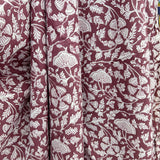 Block Print White Flowers Chestnut Background