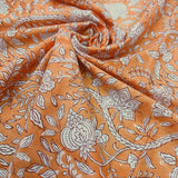 Block Print White Flowers Peach Background