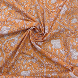 Block Print White Flowers Peach Background