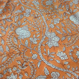 Block Print White Flowers Peach Background