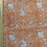 Block Print White Flowers Peach Background