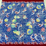 (Hand stamped Batik) Koi and dragonfly with Flower Background