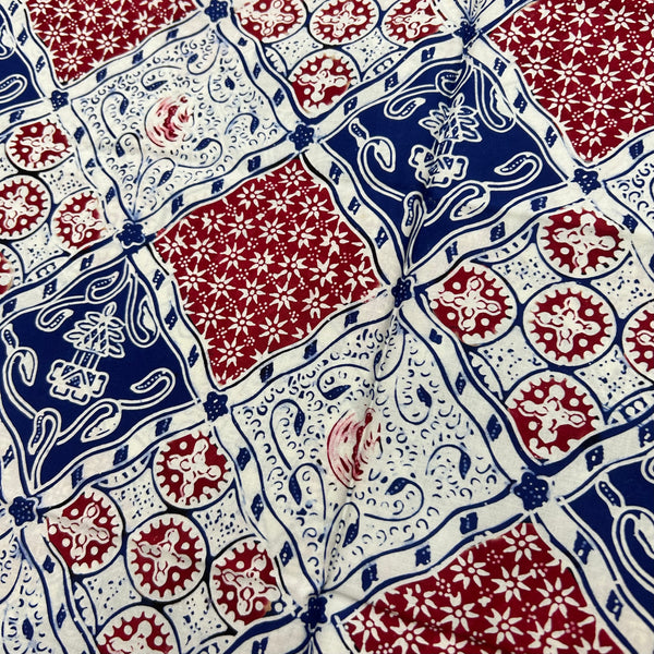 (Hand stamped Batik) Traditional Motif Blue and Red