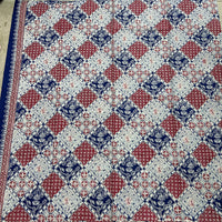 (Hand stamped Batik) Traditional Motif Blue and Red