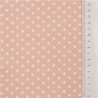 white polka dot smooth knit fabric with pink background pure cotton